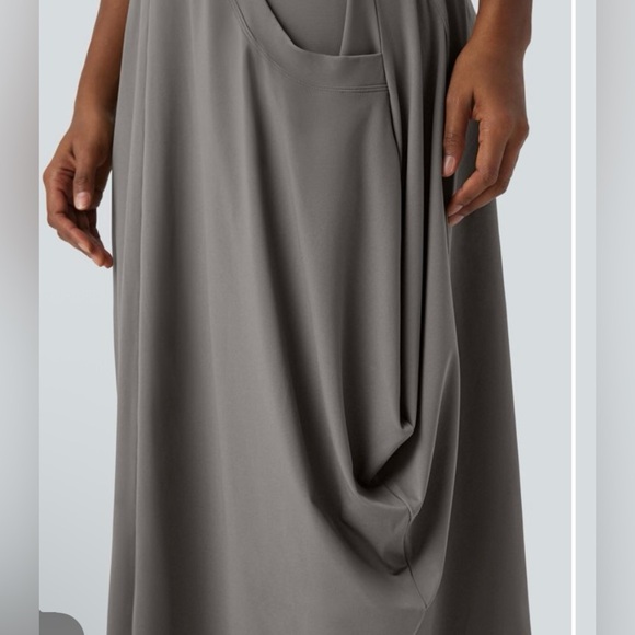 Halara Mid Rise Multiple Pockets Side Draped Maxi Casual Lantern Skirt NWT - Picture 5 of 7